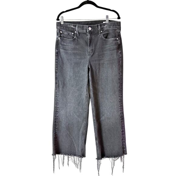 AYR The Pop Straight Ankle Jeans Raw Hem Date Night Black Women 31 - Picture 1 of 7